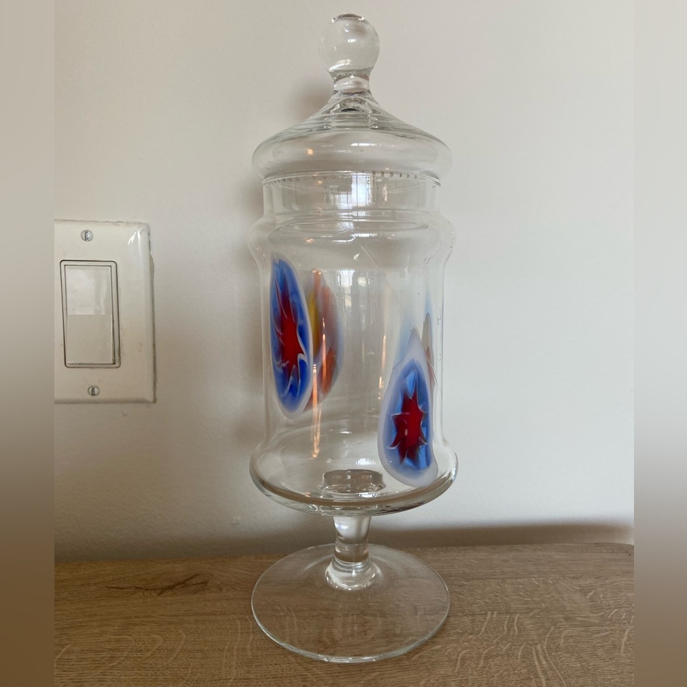 Glass Apothecary Jar with Millefiori Detail Candy Dish